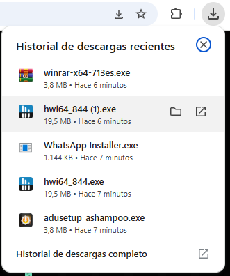 Menú de descarga